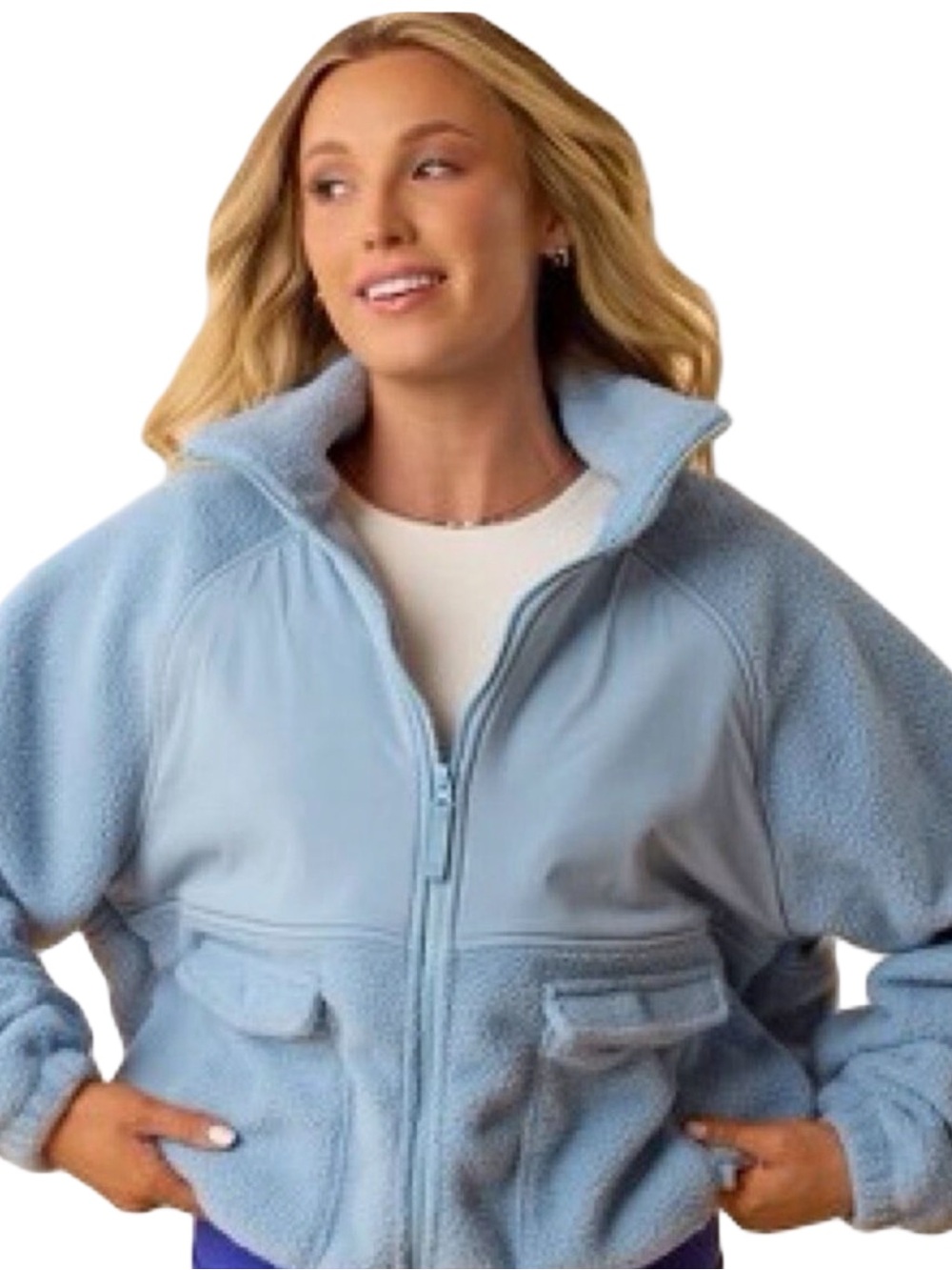 Blogilates Bonfire Fleece Jacket - Size Medium - Light Blue